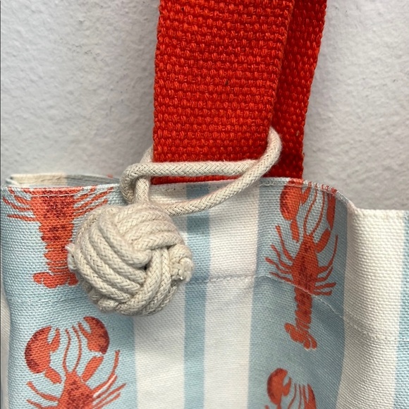Striped Lobster 🦞 Canvas Tote Bag with Bag Charm ♻️ - Picture 2 of 9